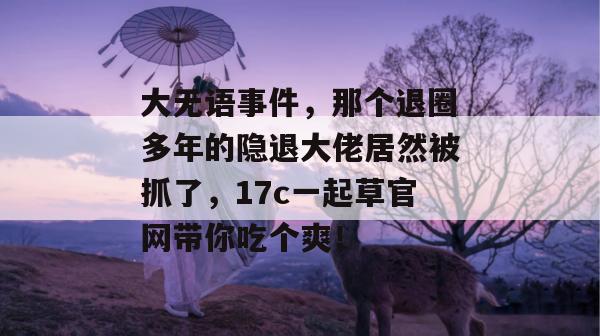 大无语事件，那个退圈多年的隐退大佬居然被抓了，17c一起草官网带你吃个爽！